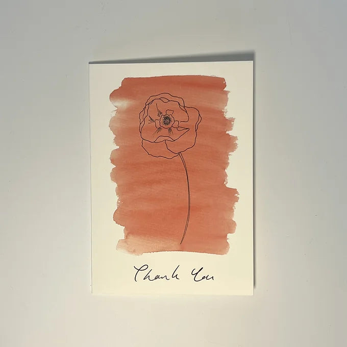 Colourwash Poppy Thank you Greeting Card