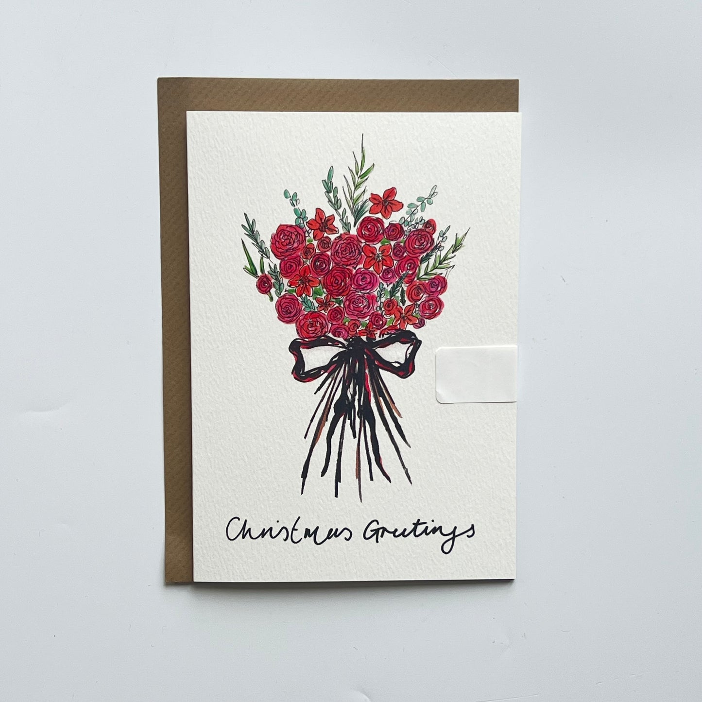 Christmas Greetings Floral Bouquet Greeting Card