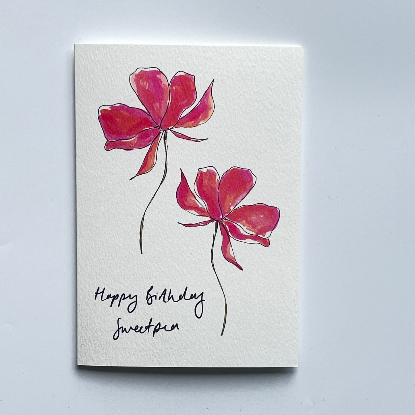Happy Birthday Sweet Pea Card | Pink floral Birthday Card