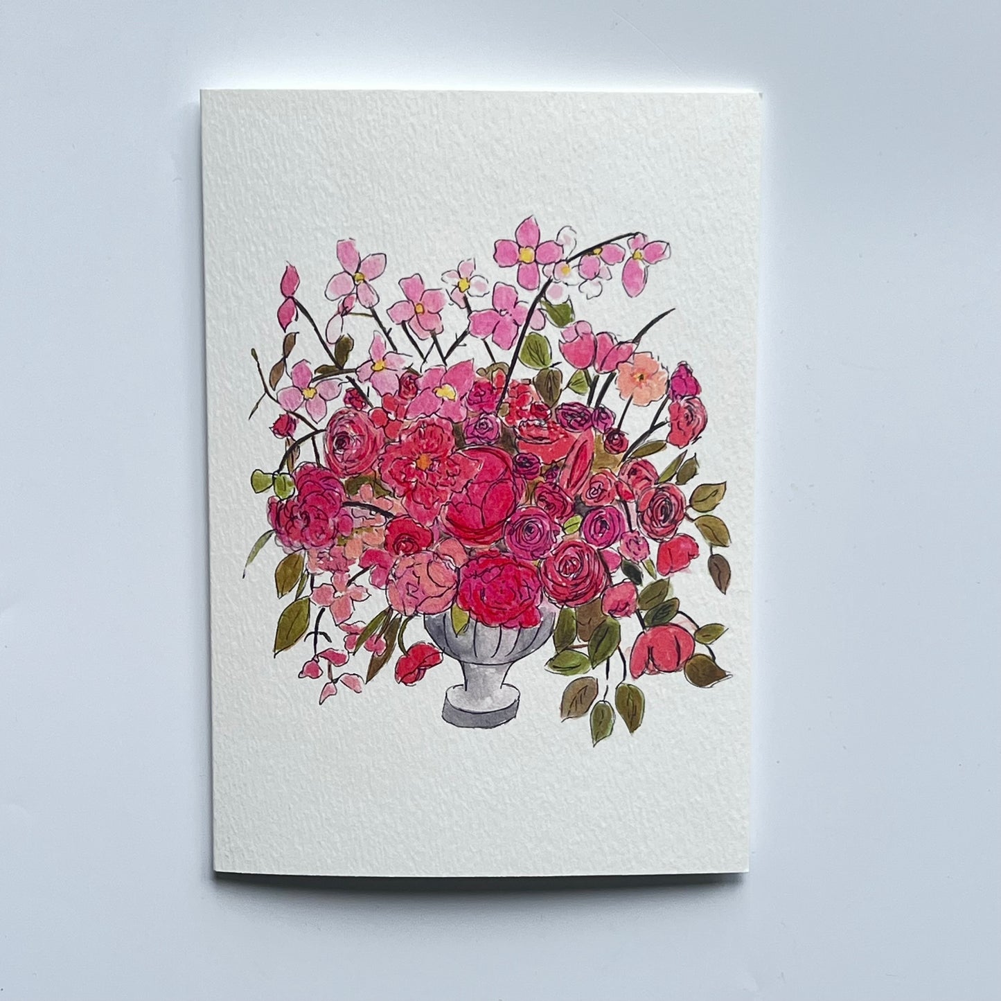 Pink Floral Display Greeting Card | Blank Floral Card | Pink floral Greeting Card