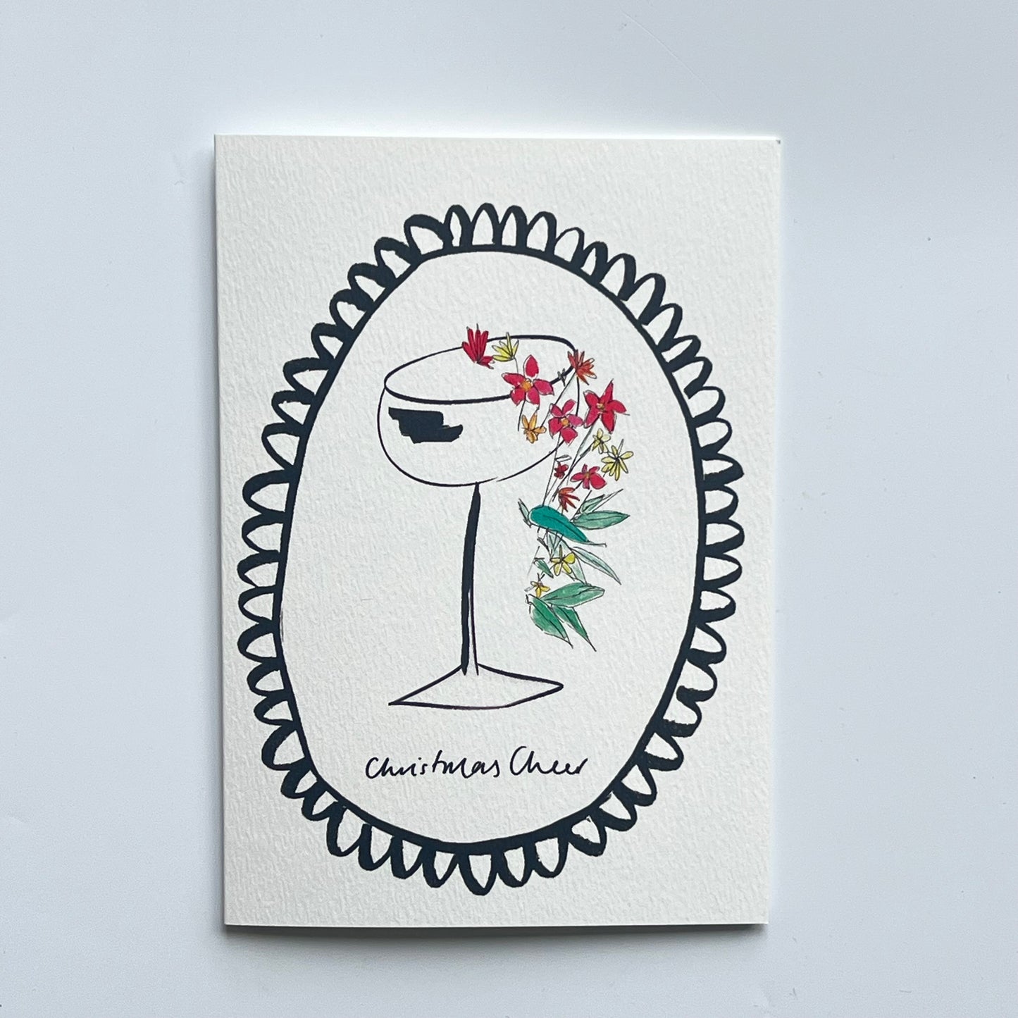 Christmas Cheer Christmas Card | floral cocktail Christmas card