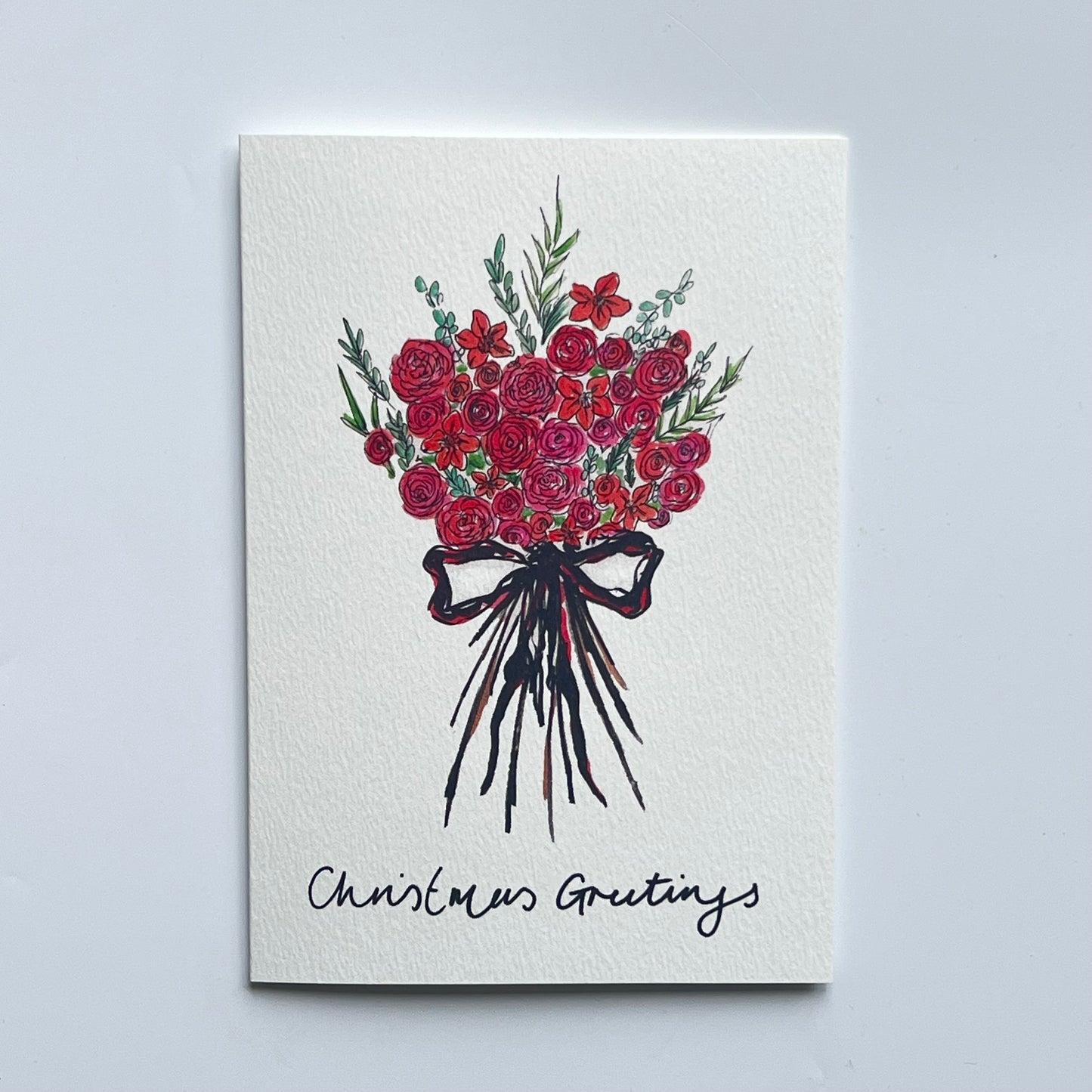 Christmas Greetings Floral Bouquet Greeting Card