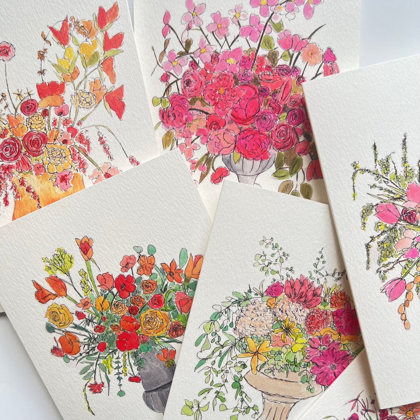 Red and Orange Floral Display Greeting Card | Floral notecard