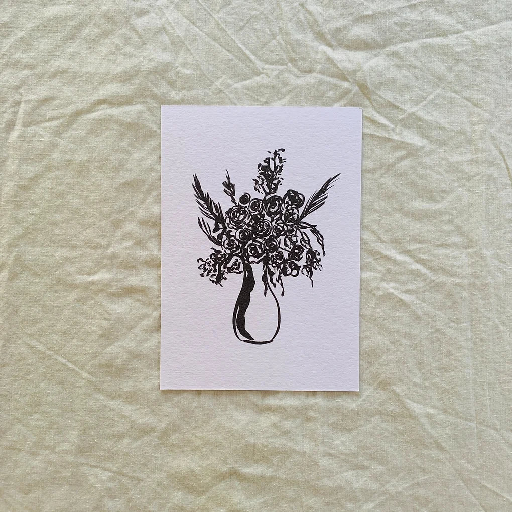 Monochrome Rose Vase Print