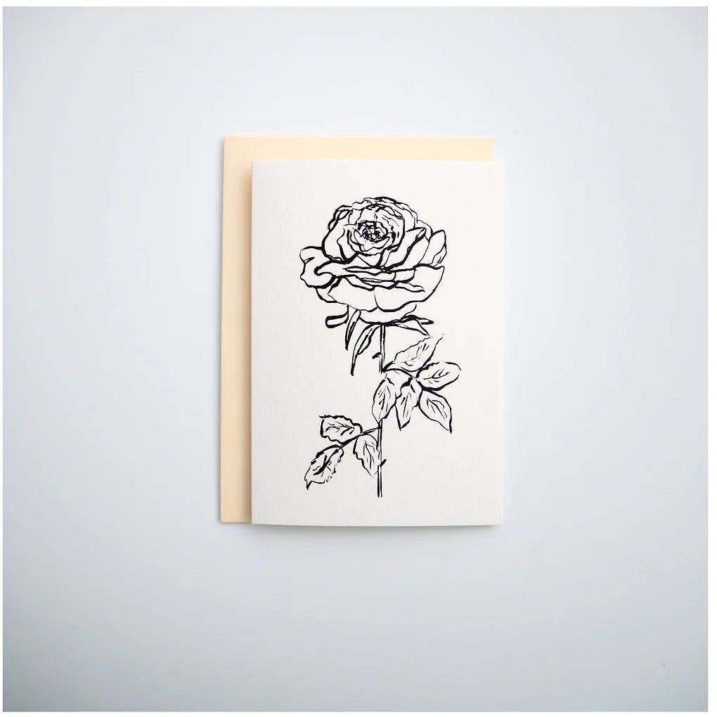 Beautiful Single Rose blank Card | Rose Notelet | Monochrome Rose