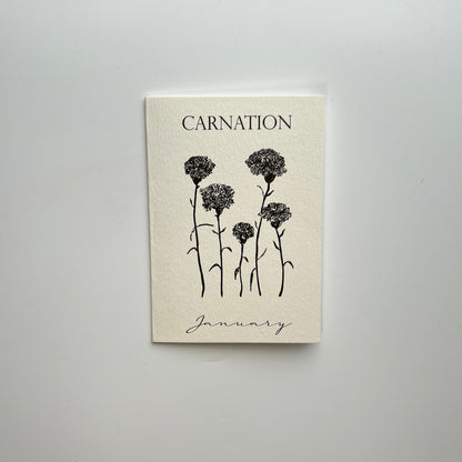 January Birth Flower Card | Carnation Birthday Card | Winter Birthday