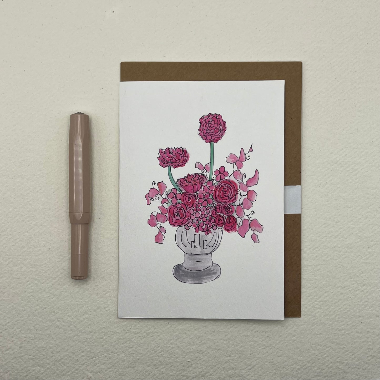 Edwina floral vase greeting card | floral notelet