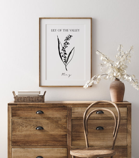 Lily of the Valley Birthday Flower Print