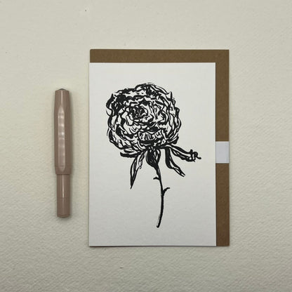 Open Peony Greeting Card | Peony Art Card
