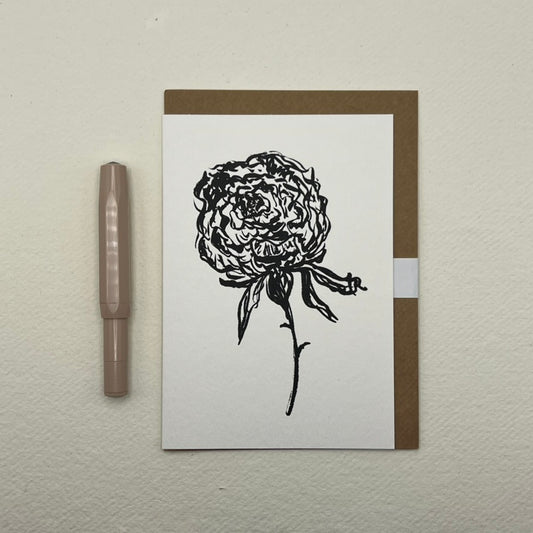 Open Peony Greeting Card | Peony Art Card
