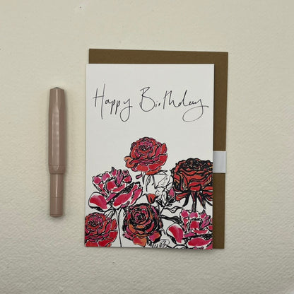 Multi Rose Happy Birthday Card