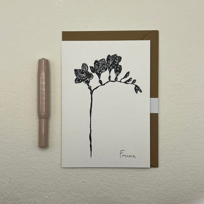 Freesia Greeting Card |Freesia Floral Art Card