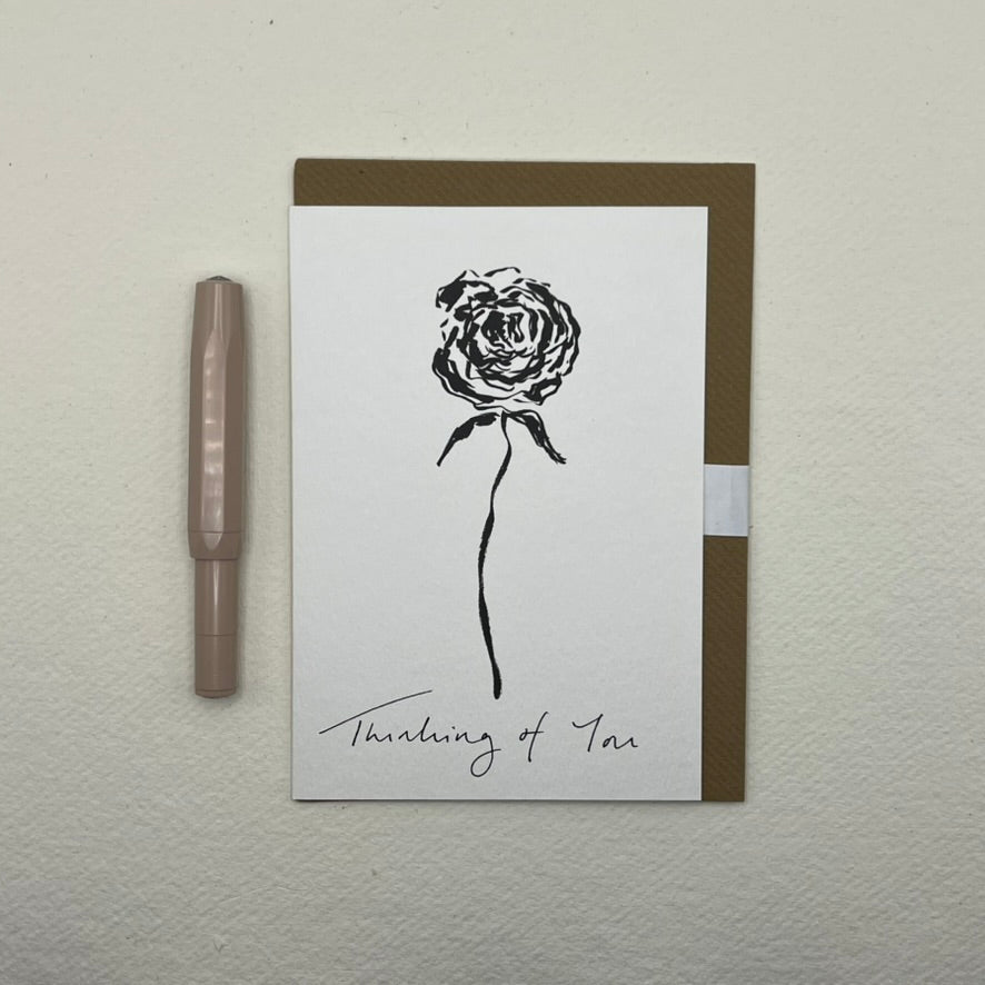 Thinking of you single rose greeting card | Sympathy Card