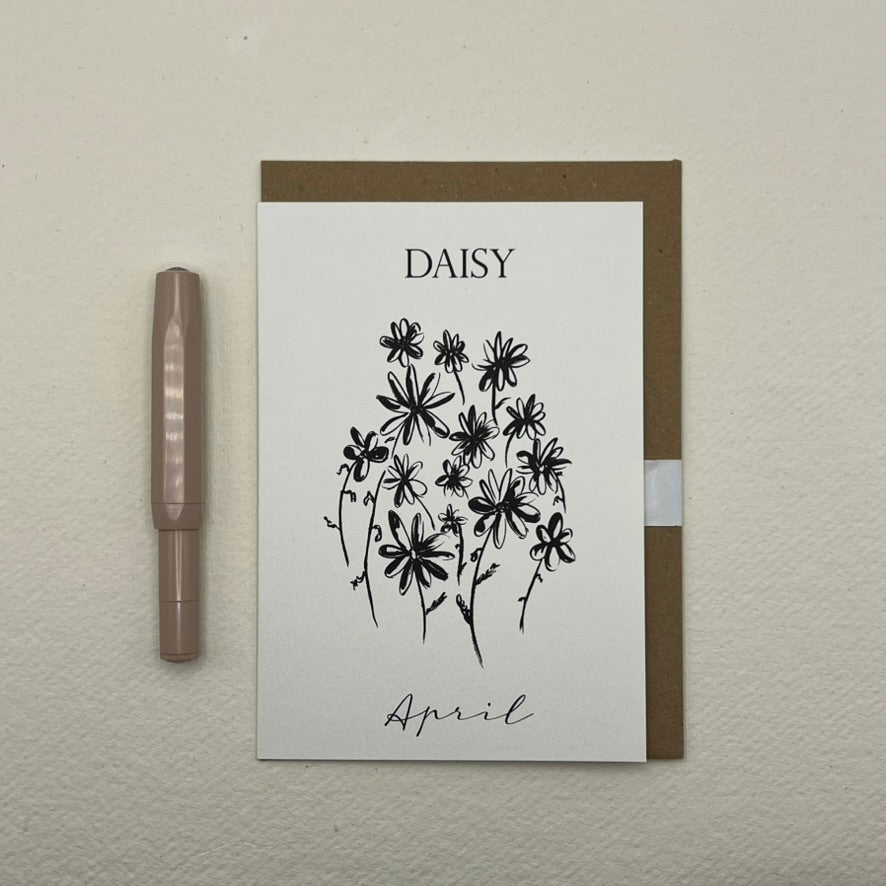 April Birth Flower Card | Daisy Birthday Card | Spring Birthday Card