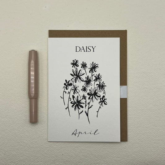 April Birth Flower Card | Daisy Birthday Card | Spring Birthday Card