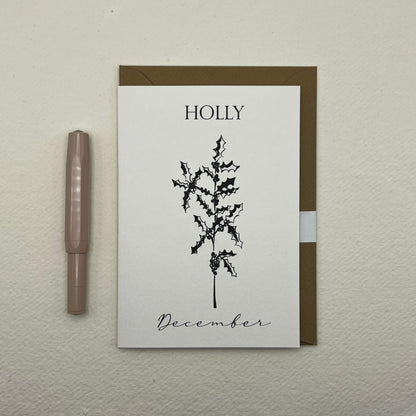 December Birth Flower Card |December Birthday Card | monochrome birthday card