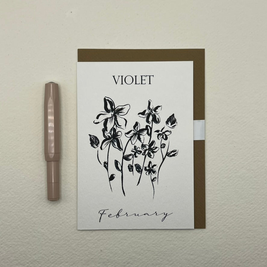 February Birth Flower Card | Violet Birthday Card