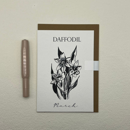 March Birth Flower Card | Daffodil Birthday Card | Spring Birthday Card