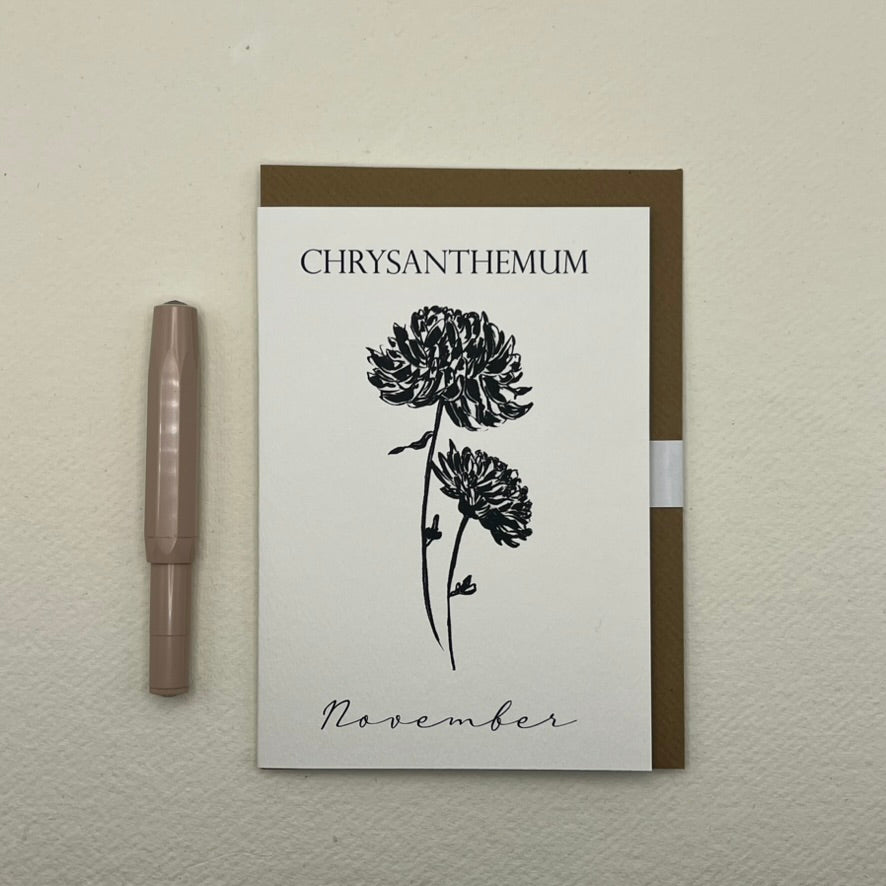 November Birth Flower Card | November Birthday Card | Winter Birthday Card