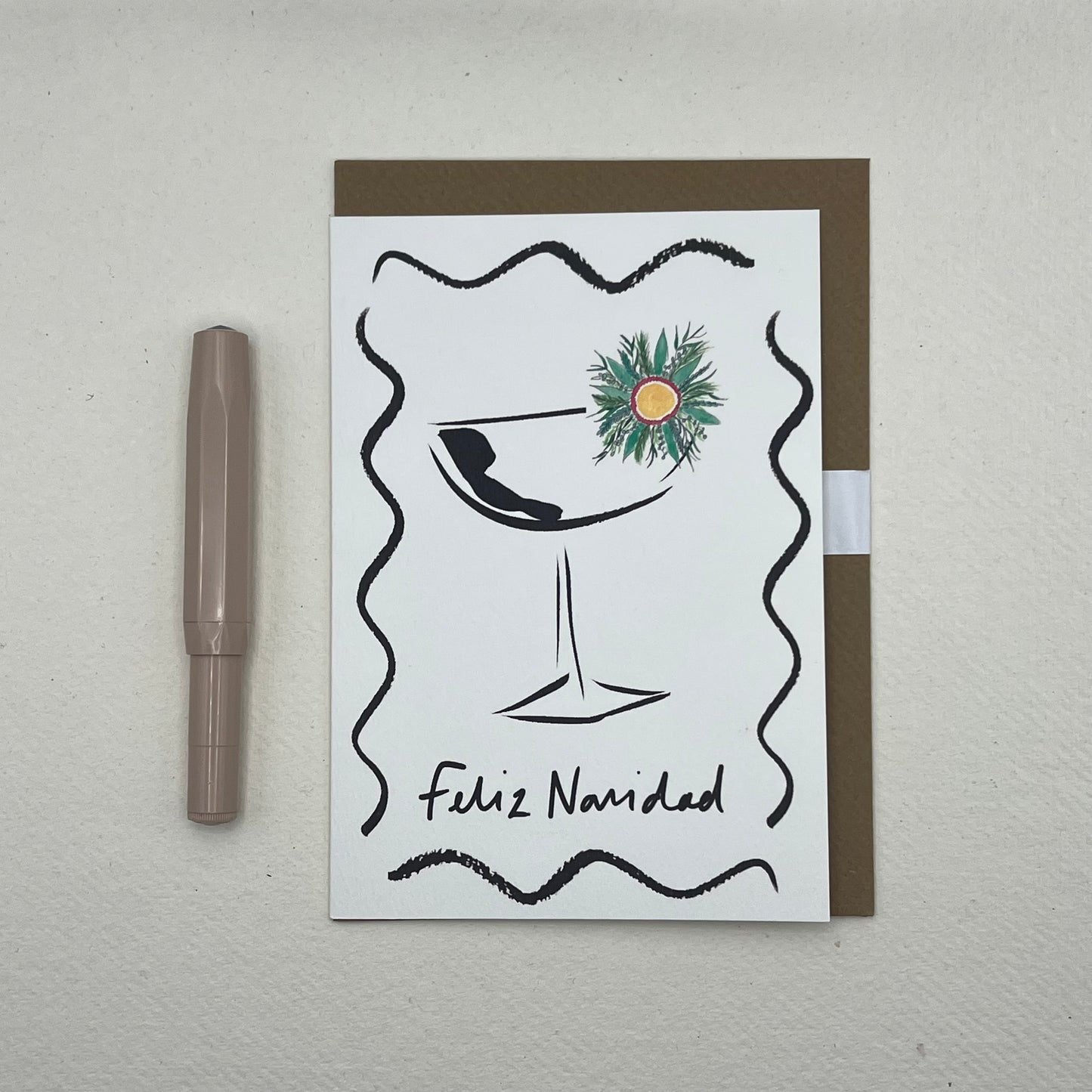 Feliz Navidad Celebration Christmas Card | Christmas Card | Christmas Floral Cocktail Card