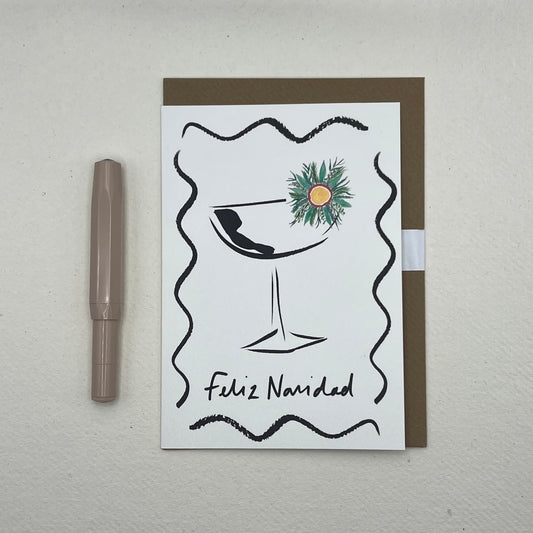 Feliz Navidad Celebration Christmas Card | Christmas Card | Christmas Floral Cocktail Card