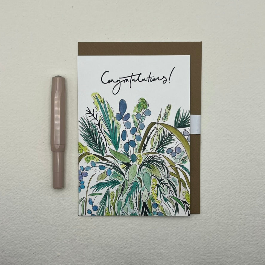 Congratulations Foliage Greeting Card | Floral Celebration Card