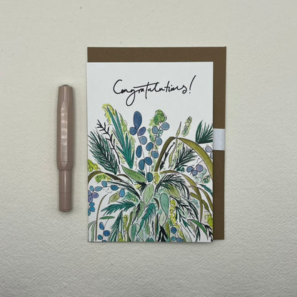 Congratulations Foliage Greeting Card | Floral Celebration Card