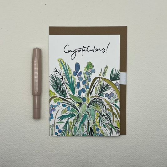 Congratulations Foliage Greeting Card | Floral Celebration Card