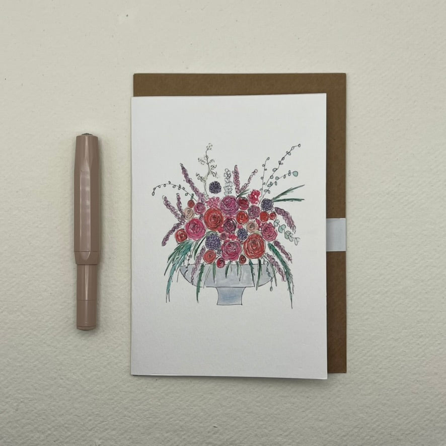 Francesca floral vase greeting card | floral notelet