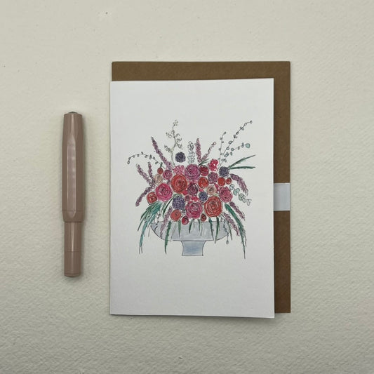 Francesca floral vase greeting card | floral notelet
