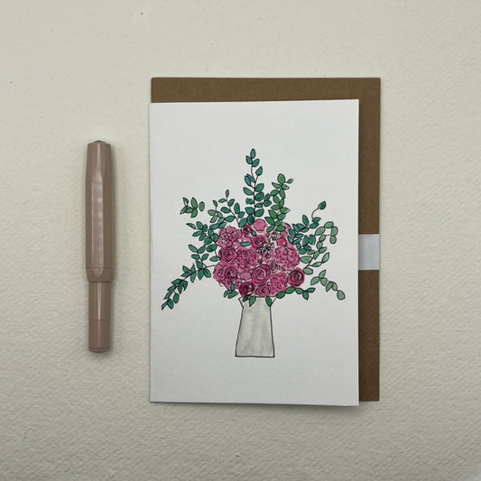 Hyacinth floral vase greeting card | floral notelet