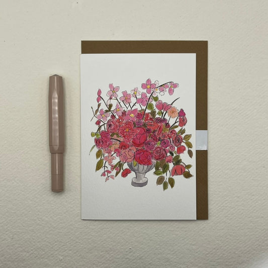Pink Floral Display Greeting Card | Blank Floral Card | Pink floral Greeting Card