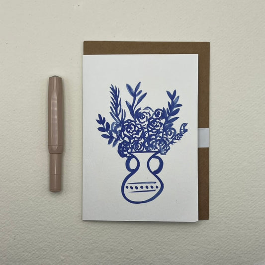 Blue 03 floral vase card | floral notelet