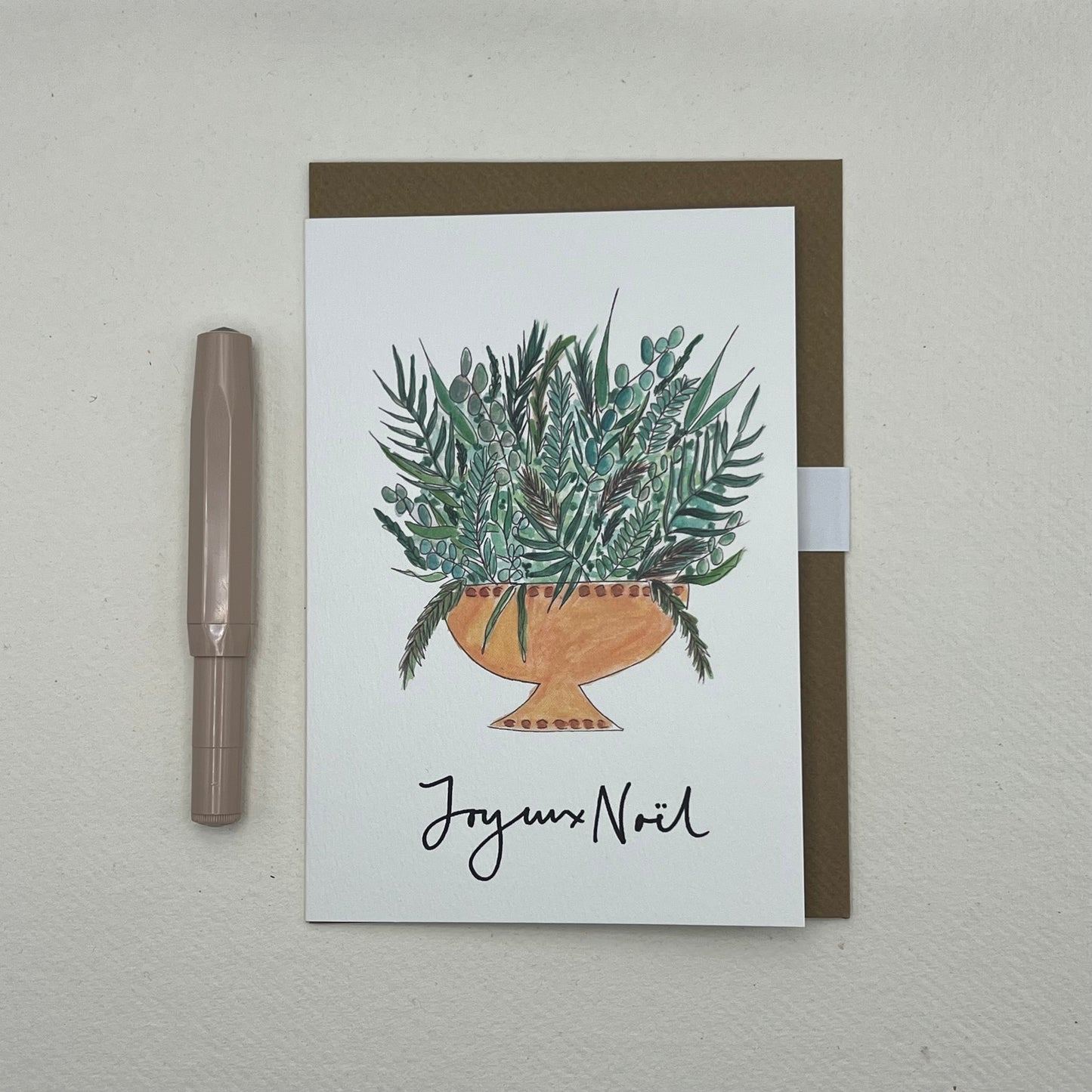 Joyeux Noel Christmas Card | Floral Display Christmas Card