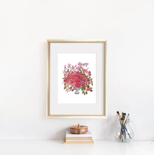 Pink  Floral Table Display Wall art